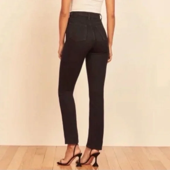 Reformation Liza High Rise Straight Jeans in Washed Black Size 24 - Picture 2 of 9